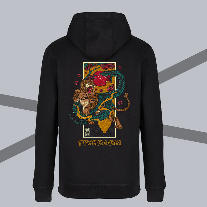 Black Zip Hoodie Back Tiger vs Snake