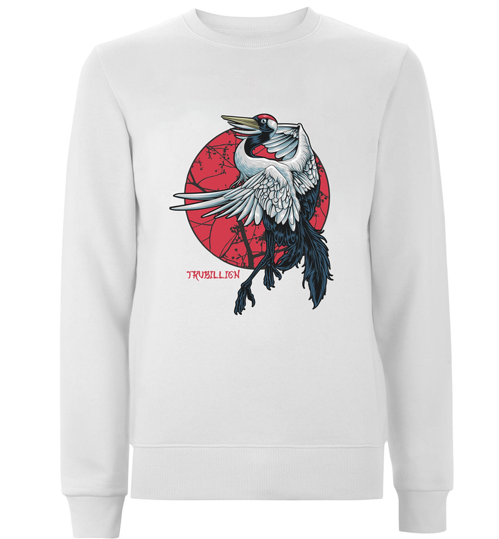 Crane Bird With Sun Sweatshirt | Printed Sweatshirts