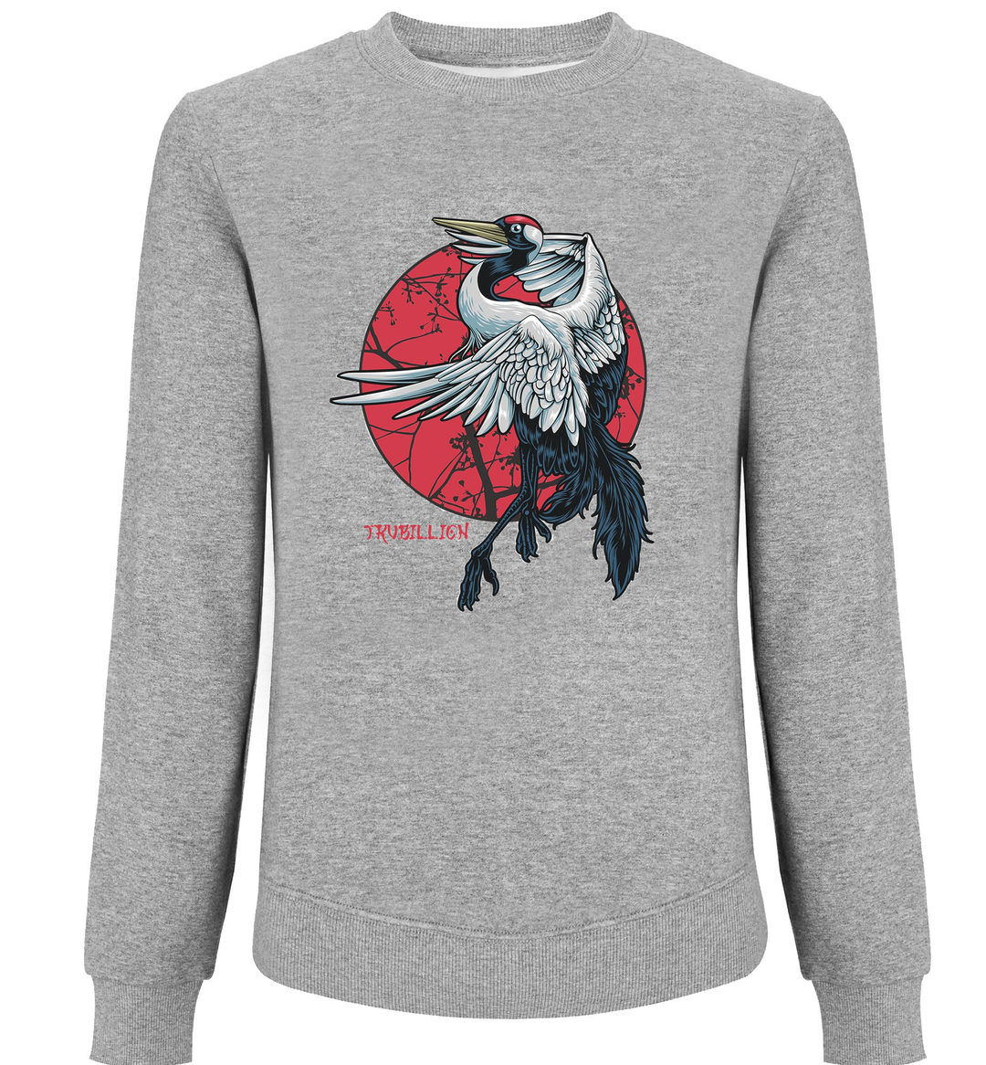 Crane Bird With Sun Sweatshirt | Printed Sweatshirts