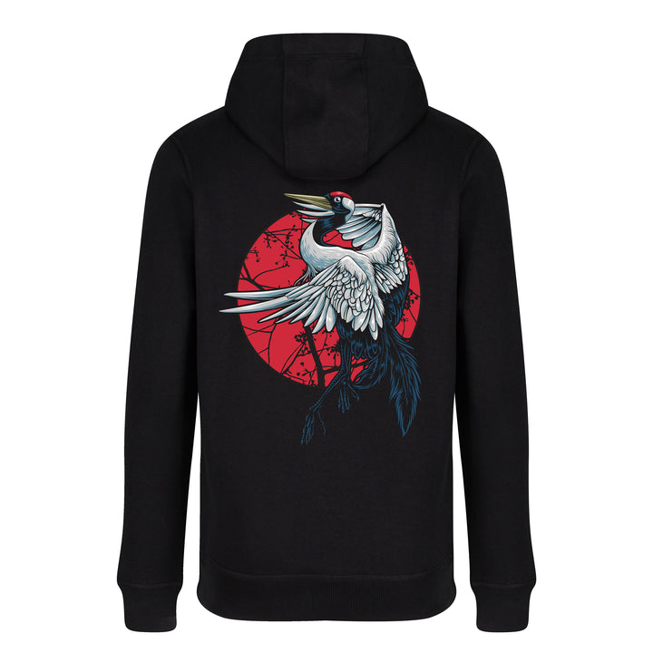 Crane Bird with Sun Pullover Hoodie