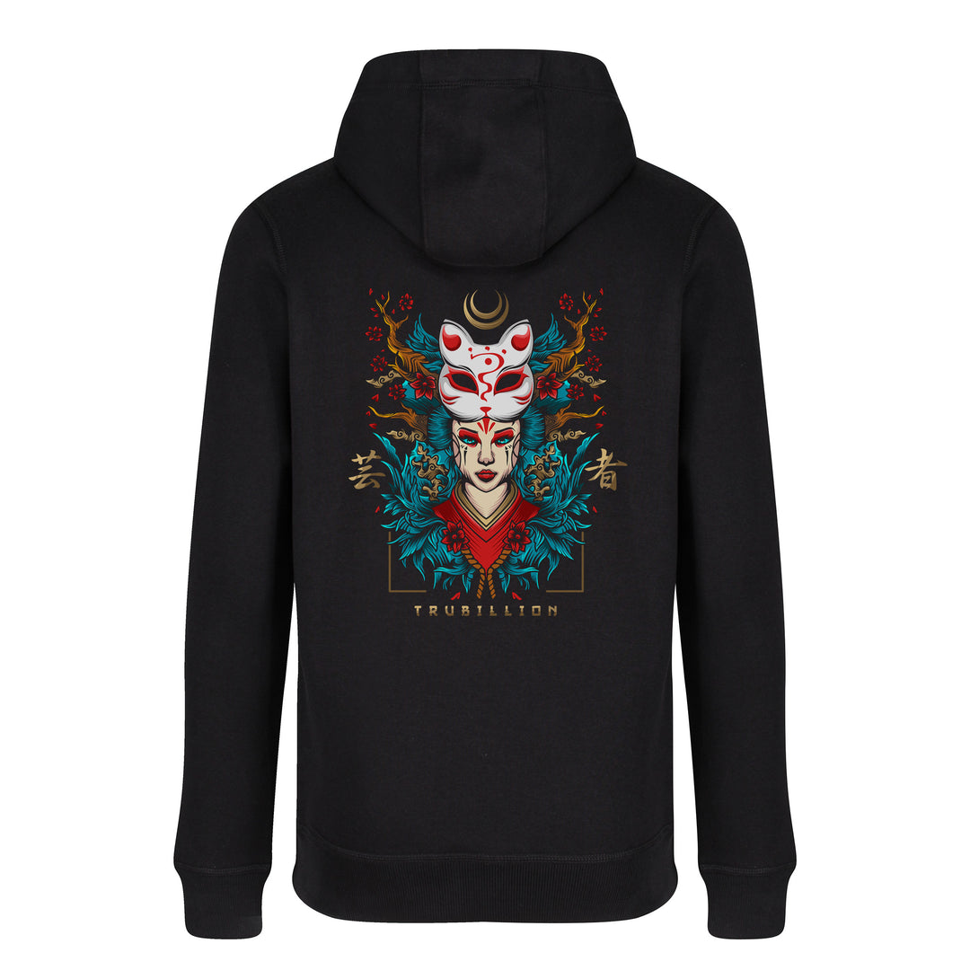 Geisha With Neko Cat Mask Zip up Hoodie