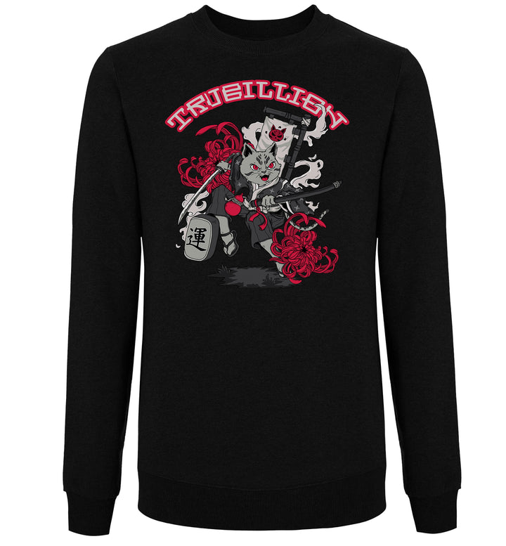 Maneki Neko Cat with Sword Sweatshirts | Printed Tattoo Design