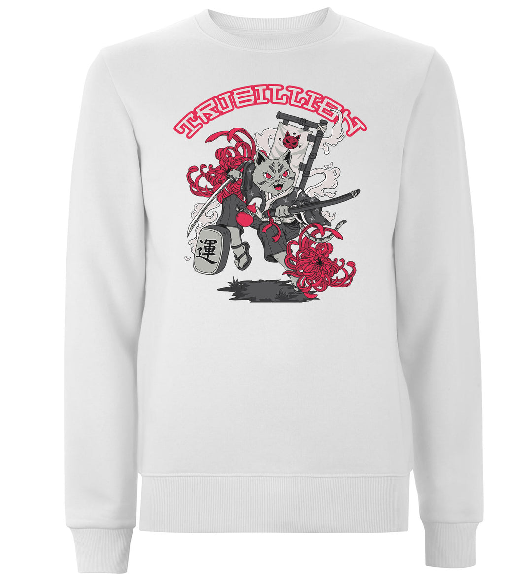 Maneki Neko Cat with Sword Sweatshirts | Printed Tattoo Design