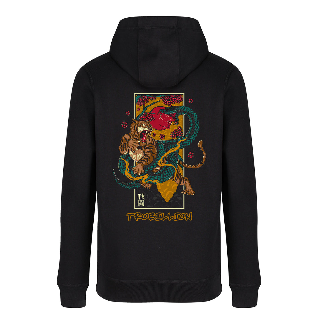 Black Zip Hoodie Back Tiger vs Snake